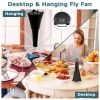 2 Pack Portable Reflective Fly Repellent Fan Rechargeable Battery Powered Table Food Fly Fan with Pattern Soft-Stop Blade Hanging Hook Indoor Outdoor