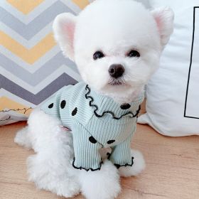 Dot turtleneck dog bottoming shirt (Color: green, size: M)