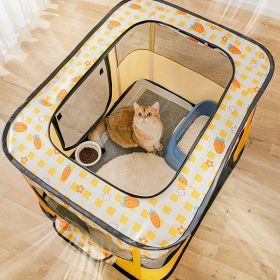 Foldable Cat Cage, Pet Birthing Room, Spacious Portable Breathable Mesh Tent For Cats 1pc (Color: Yellow XL code)